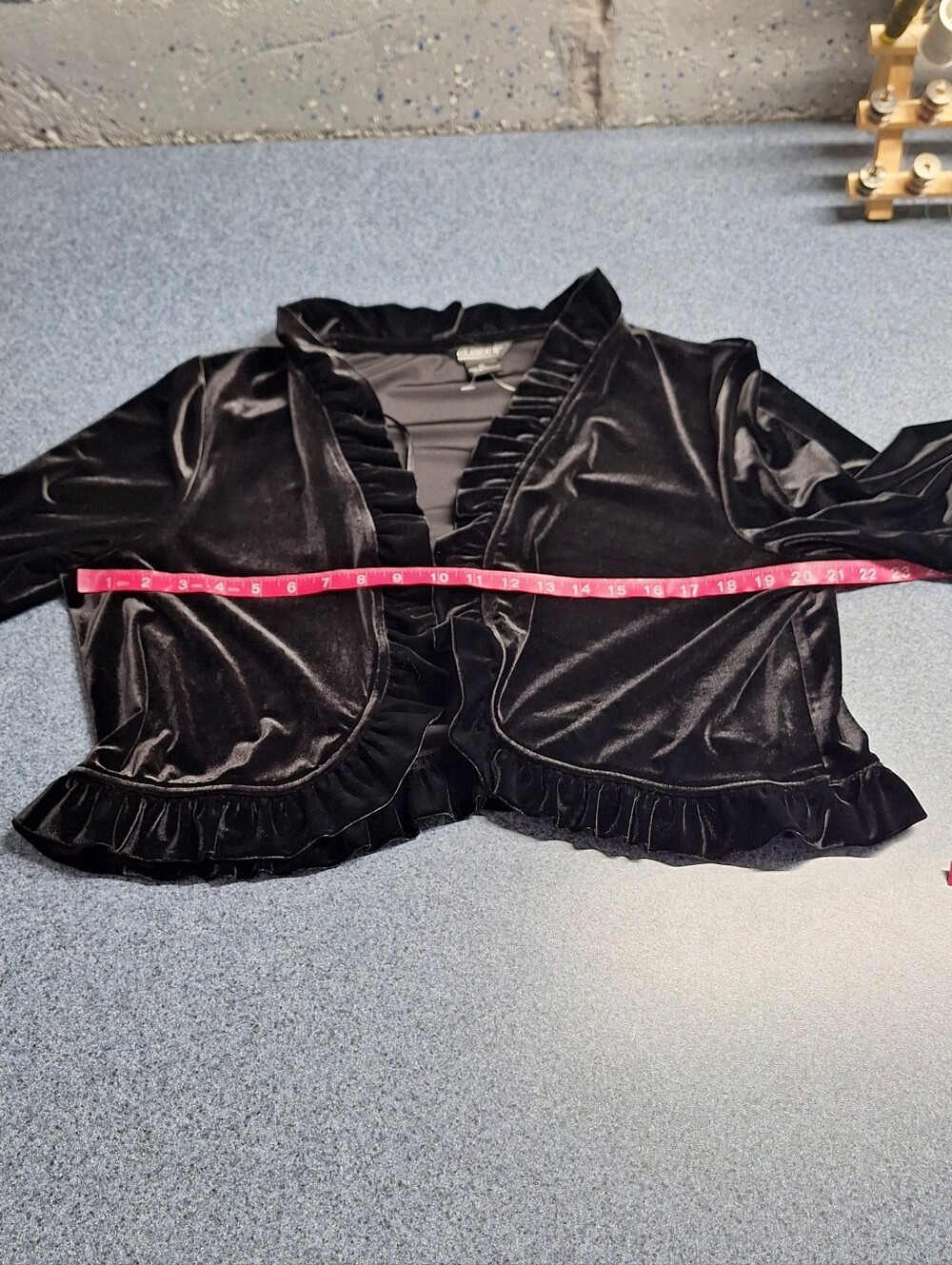 Glamour Velvet Cropped Shrug with Ruffle Trim, XL, Style#5LV634Y, NWT - Picture 7 of 10